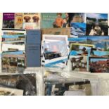 Postcards; cigarette cards; WWII pamphlets; etc; Concorde table lighter