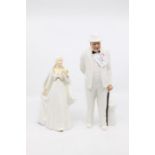 Royal Doulton Sir Winston Churchill figure along with Royal Doulton bride, all good condition with