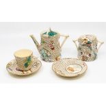 A mid Victorian aesthetic tea for two part set in an abstract transfer pattern design, hand