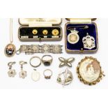 A collection of jewellery to include three 9ct gold dress studs, weight approx 2.2gms (cased)
