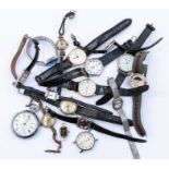 A collection of watches to include two 9ct gold early 20th Century watches on later leather and