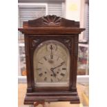 An early 20th Century eight day bracket clock, having a Westminster chime, spring driven movement,