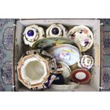 A collection of Masons Ironstone vases and dishes, Wedgwood, Worcester cabinet plates, Doulton