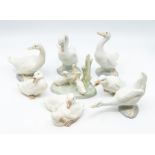 Eight Nao figures of geese