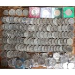 Coins; collection mostly commemorative Crowns, World Coins in one case and album, includes 2 x