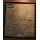 Robert Morden "Staffordshire" hand tinted map, 18th Century 37cm wide, 42.5cm high, framed and