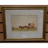 Claude Hayes (1852-1922) Gypsy Caravan - sketch watercolour label verso with provenance