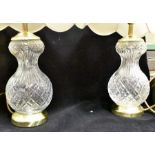 A collection of 20th Century glass wares including lamps, decanters, tumblers/sherry glasses