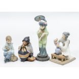 Four Lladro figures of Chinese ladies, boy and a young girl