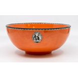 One Carlton Ware orange decorated bowl with monochrome scene of a proposal