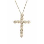 Tiffany & Co - a diamond set Tiffany & Co platinum cross pendant, with eleven round brilliant cut