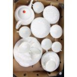 A Susie Cooper Red Dot design tea service, comprising teapot, milk jug, sugar bowl, cake plate,