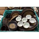 A large Denby ware dinner and coffee set, circa early 1980's, brown ground detail