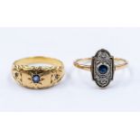 A Victorian 18ct gold sapphire and diamond ring, comprising a star set sapphire to he centre with