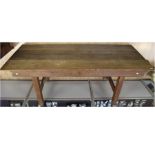 ***LOT WITHDRAWN CLIENT TO COLLECT***A 20th Century large sized folding oak trestle table,