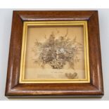 A 19th Century rosewood framed seaweed basket study, circa 1850, 30x30cms approx