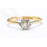 A diamond and 18ct gold solitaire ring, the illusion set old cut diamond weighing approx 0.40ct,