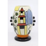 Lorna Bailey: A Lorna Bailey Old Ellgreave Pottery 'Pagoda Garden' vase. Height approx 19cm. Marks