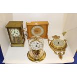 Three 20th Century mantle clocks, comprising Edwardian brass clock, 1960's electrical mantle clock