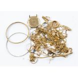 A collection of weighable 9ct gold, to include watch mounts, chains, ring mounts etc combined