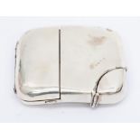 A late Victorian novelty silver combination cigarette case and hip flask, plain body with