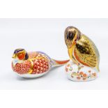 A Royal Crown Derby pheasant paperweight, with gold stopper and a Kingfisher with no stopper CR;