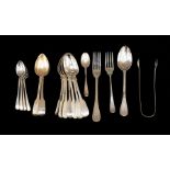 A collection of silver flatware to include mainly teaspoons, various dates and makers, 13.89 ozt