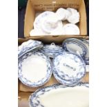 An Adderleys Rex blue and white dinner set, including large platter, eleven dinner plates, twelve