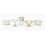 A group of silver to include: George V plain silver tazza bon bon dish, by L&S, Birmingham, 1919,