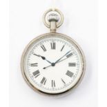 A large Acier pocket watch, white dial, Roman numerals, dial diameter approx 55mm, blue hands, white