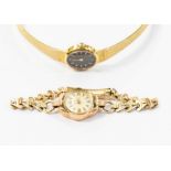 A 14ct gold Bolan ladies wristwatch, with a rolled gold strap, an Accurist ladies gold plated