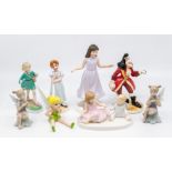 A collection of Royal Doulton and Royal Worcester figures and disney figures