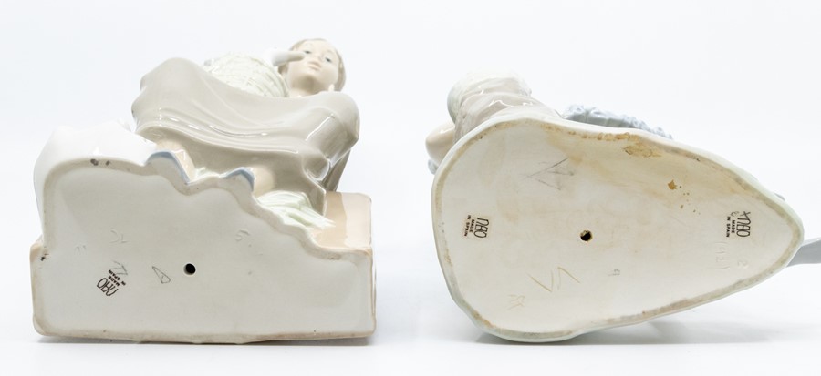 Three Nao figures of young ladies and children