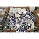 Royal Crown Derby blue and white Imari pattern two boxes including dinner wares, bowls, ginger