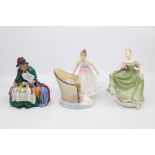 Three Royal Doulton figures, Beat You To It, Michele and Silks and Ribbons