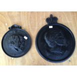 Two cast metal plaques, Diana & Charles 1981 , 22cm diameter, and Diana 1977. 30cm diameter.