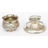 An early 20th Century silver small inkstand, with scroll decoration, by AJ Zimmermann Birmingham,