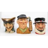 Four Royal Doulton character jugs including John Peel RN80959, Golfer D6623, Beefeater D6206, The