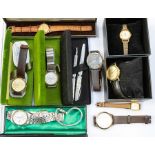A collection of assorted wristwatches, mostly by Lorus, complete with boxes, including a Waterman