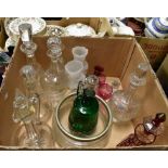 A collection of early to mid 20th Century glass wares, decanters, bowls, glasses in ruby glass