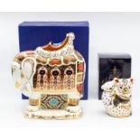 Royal Crown Derby Imari pattern paperweights to include an elephant with box along with a koala