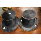 Two small early 20th Cenutry beaver skin top hats