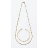 A 9ct gold figaro link chain, lengths approx 51cm along with a matching bracelet, length approx
