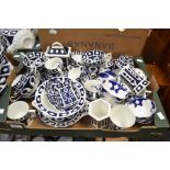 Royal Crown Derby blue and white tea wares including plates, vases, pin dishes etc