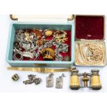 A collection of costume jewellery to include a tigers eye egg, (flaw to one side) paste set