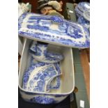 A collection of Spode items including bread bin, pickle dishes, spice jars etc