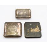 An Edwardian silver cushion shaped tobacco or snuff box and cover, with initials, by William