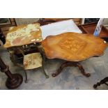 A late 20th Century Italian inlaid coffee table along with late 20th Century brass and marble