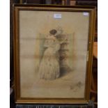 Gabriel Nicolet, three pencil sketches, depicting fashionable ladies, signed, early 20th Century,