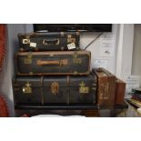 Five vintage luggage cases